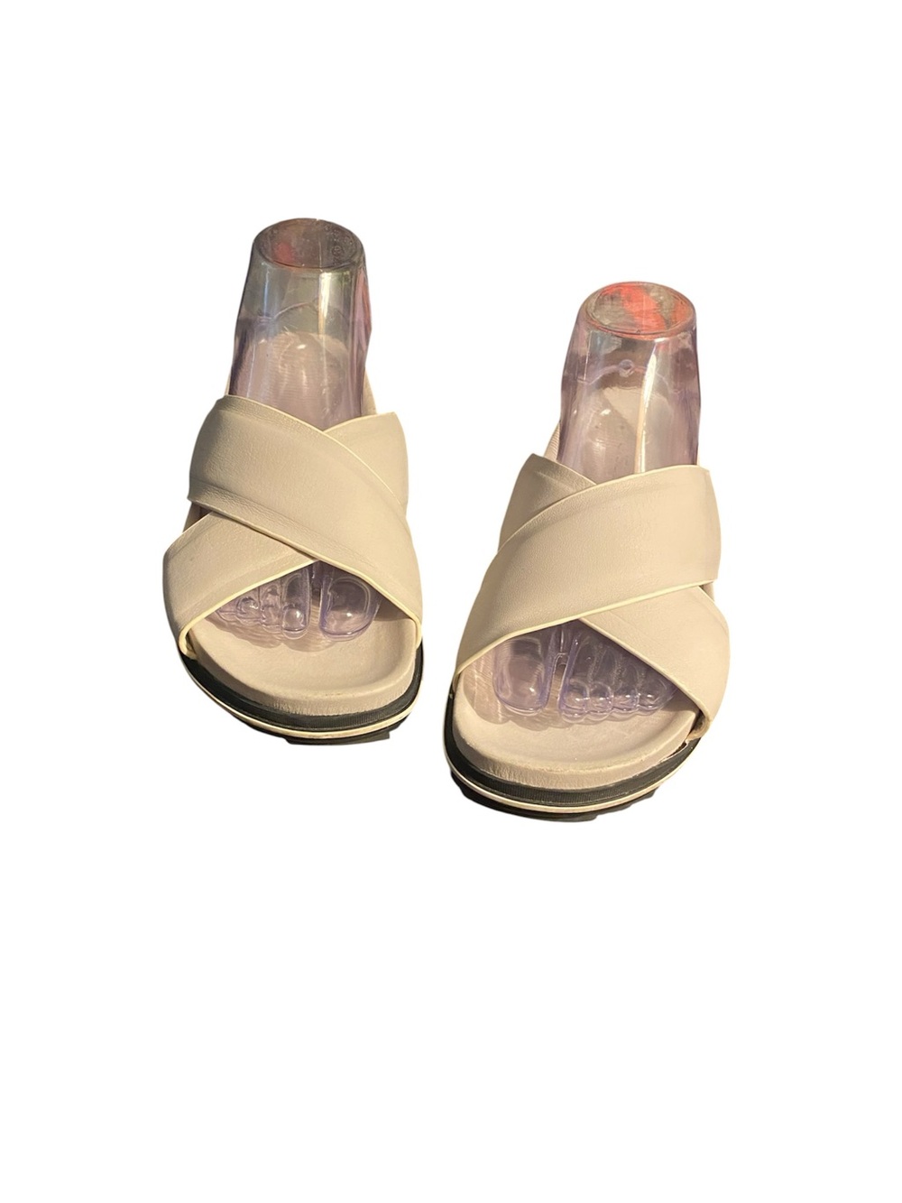 J/Slides Women’s Cream crisscross slide sandals Sz-8